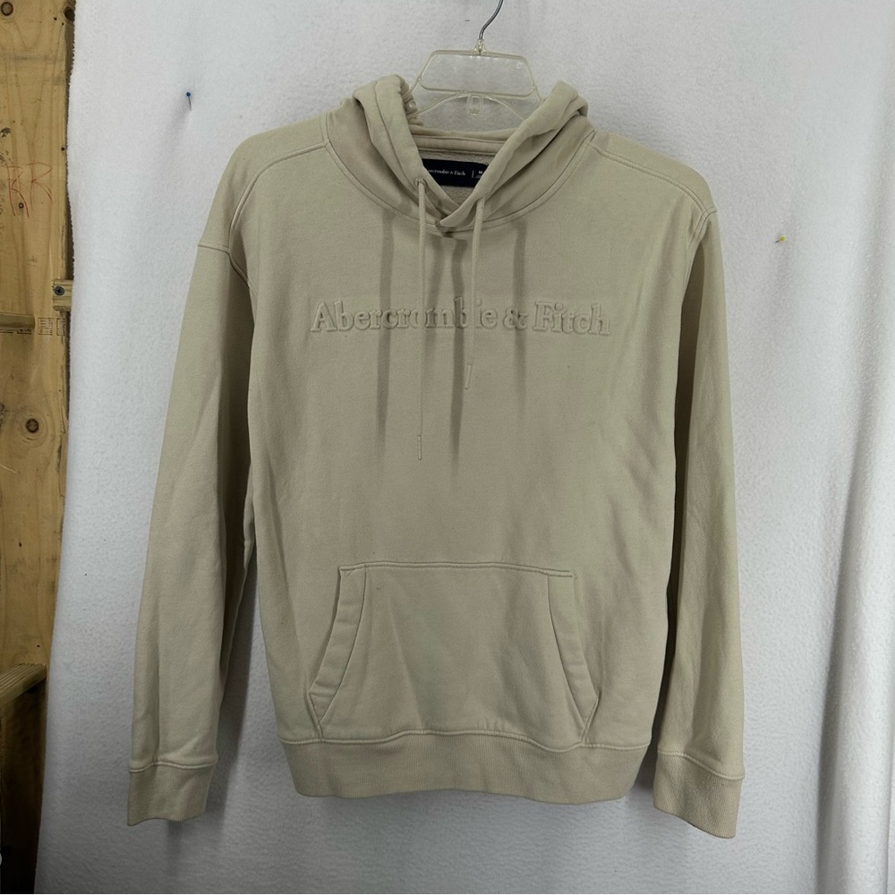 Abercrombie &‎ Fitch Embossed Hoodie Mens Medium Beige